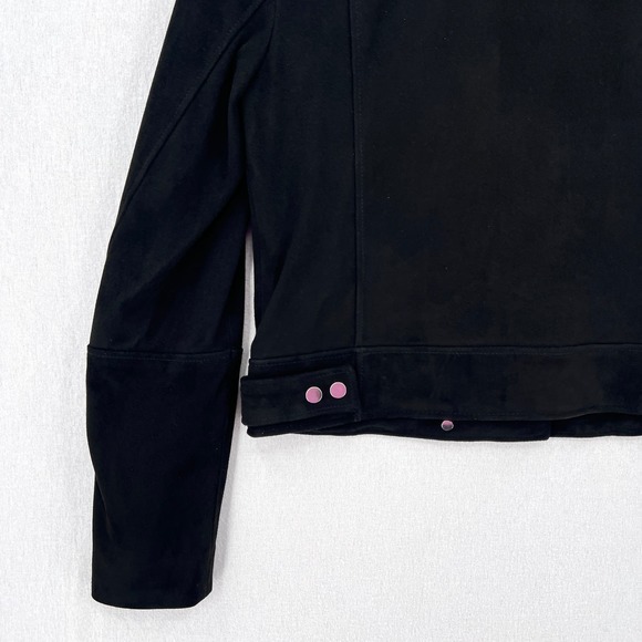 THEORY Suede Moto Jacket Womens Medium Black Downtown Biker Capsule Minimalist - Picture 7 of 13